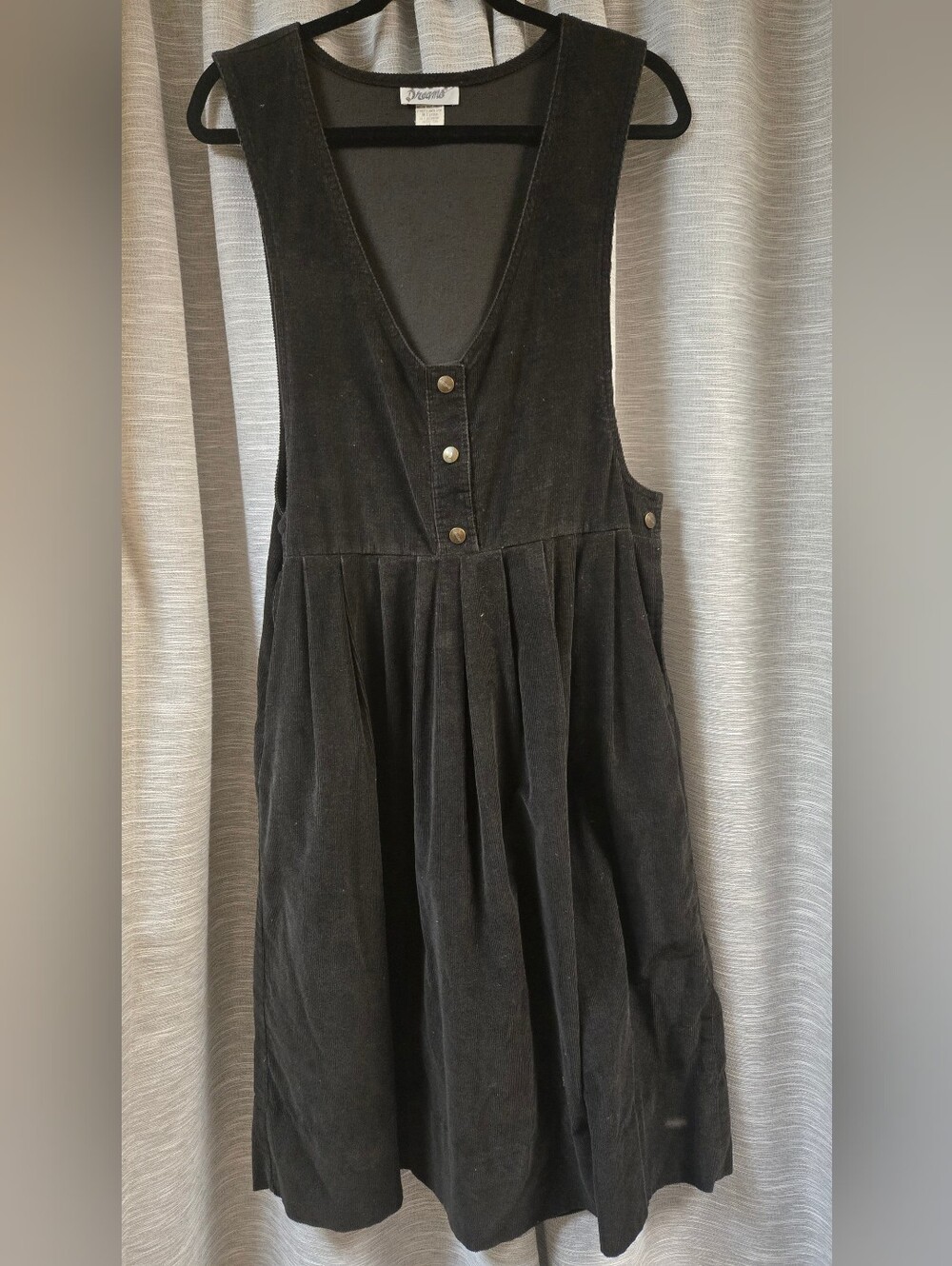 Vintage Cordoroy Dress Snap Buttons Black circa 1994–1999